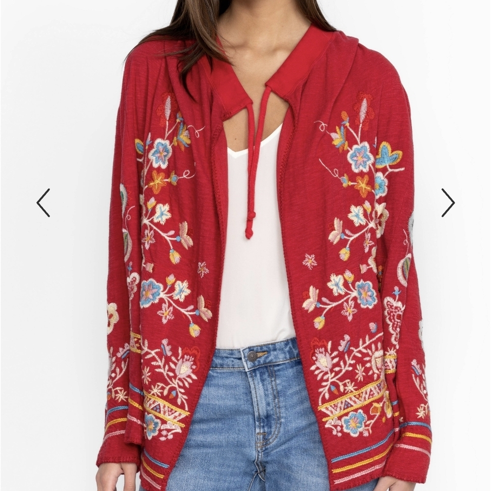 Johnny Was Red Embroidered Sweater - Picture 4 of 6